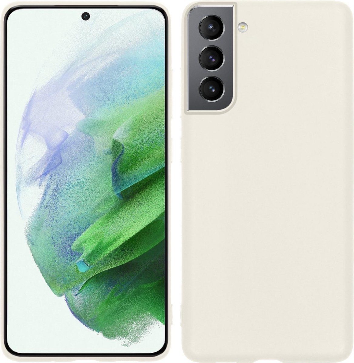 BASEY. Hoes Geschikt voor Samsung S21 Plus Hoesje Siliconen Back Cover Case - Hoesje Geschikt voor Samsung Galaxy S21 Plus Hoes Cover Hoesje - Wit
