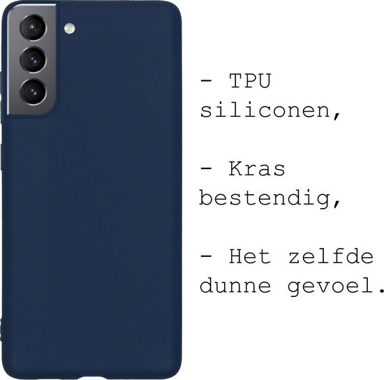 BASEY. Hoes Geschikt voor Samsung S21 Plus Hoesje Siliconen Back Cover Case - Hoesje Geschikt voor Samsung Galaxy S21 Plus Hoes Cover Hoesje - Donkerblauw