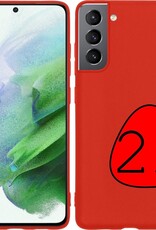BASEY. Hoes Geschikt voor Samsung S21 Plus Hoesje Siliconen Back Cover Case - Hoesje Geschikt voor Samsung Galaxy S21 Plus Hoes Cover Hoesje - Rood - 2 Stuks