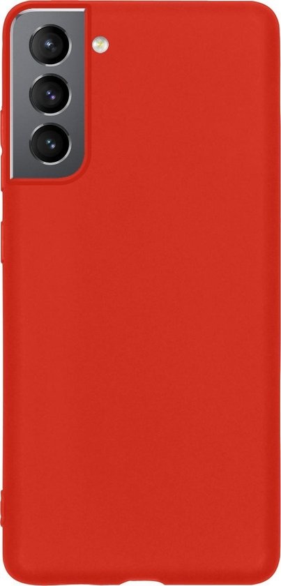 BASEY. Hoes Geschikt voor Samsung S21 Plus Hoesje Siliconen Back Cover Case - Hoesje Geschikt voor Samsung Galaxy S21 Plus Hoes Cover Hoesje - Rood - 2 Stuks