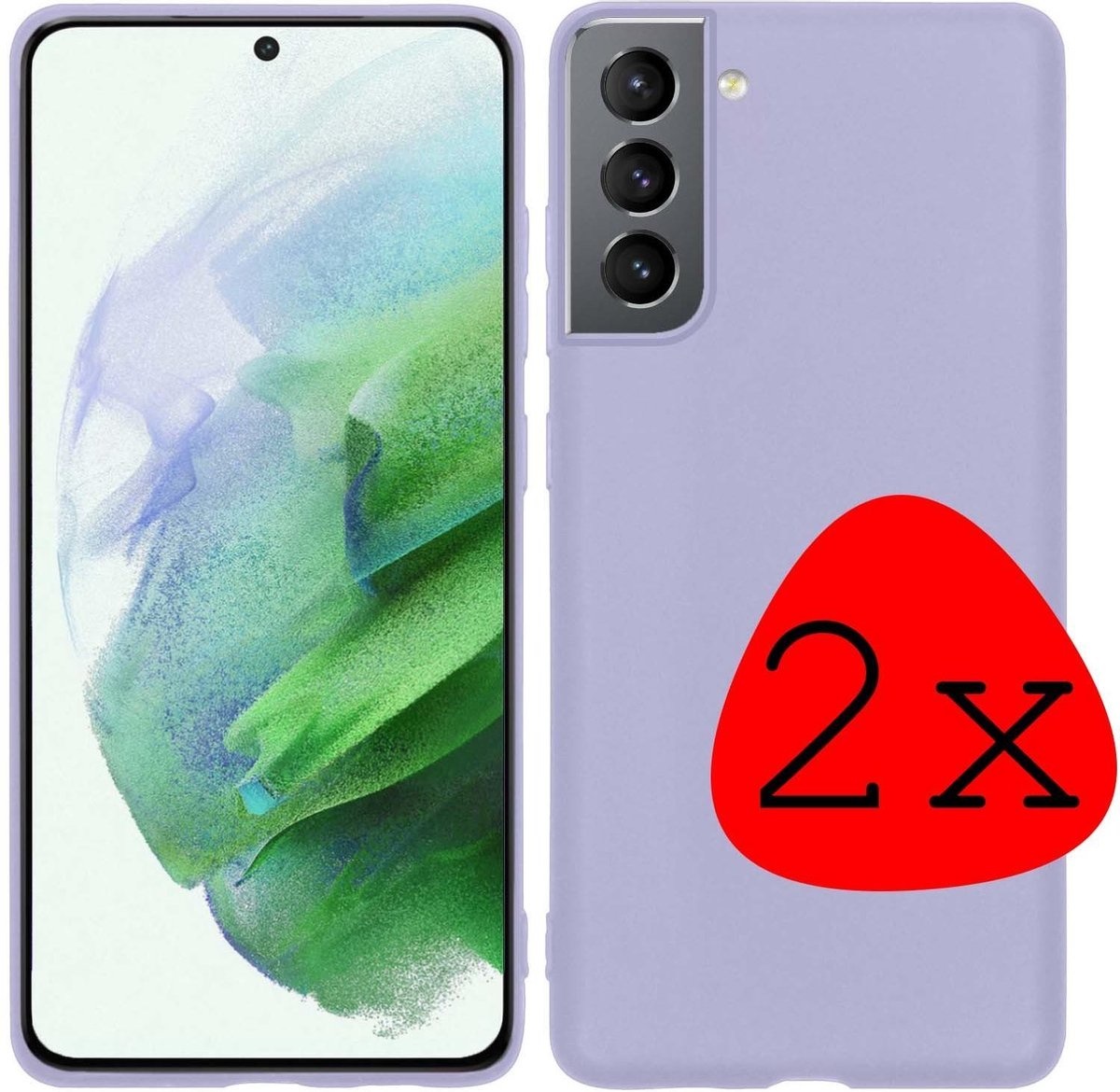 BASEY. Hoes Geschikt voor Samsung S21 Plus Hoesje Siliconen Back Cover Case - Hoesje Geschikt voor Samsung Galaxy S21 Plus Hoes Cover Hoesje - Lila - 2 Stuks