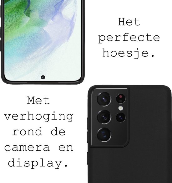 BASEY. Hoes Geschikt voor Samsung S21 Ultra Hoesje Siliconen Back Cover Case - Hoesje Geschikt voor Samsung Galaxy S21 Ultra Hoes Cover Hoesje - Zwart