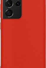 BASEY. Hoes Geschikt voor Samsung S21 Ultra Hoesje Siliconen Back Cover Case - Hoesje Geschikt voor Samsung Galaxy S21 Ultra Hoes Cover Hoesje - Rood