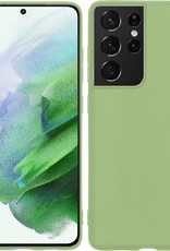 BASEY. Hoes Geschikt voor Samsung S21 Ultra Hoesje Siliconen Back Cover Case - Hoesje Geschikt voor Samsung Galaxy S21 Ultra Hoes Cover Hoesje - Groen