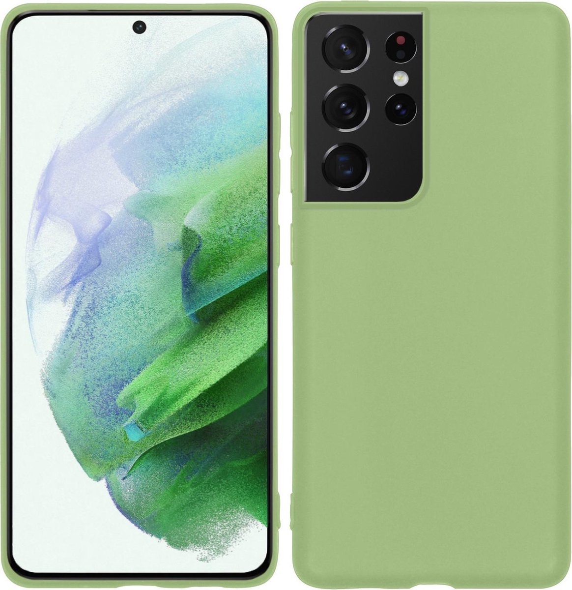 BASEY. Hoes Geschikt voor Samsung S21 Ultra Hoesje Siliconen Back Cover Case - Hoesje Geschikt voor Samsung Galaxy S21 Ultra Hoes Cover Hoesje - Groen