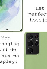 BASEY. Hoes Geschikt voor Samsung S21 Ultra Hoesje Siliconen Back Cover Case - Hoesje Geschikt voor Samsung Galaxy S21 Ultra Hoes Cover Hoesje - Groen