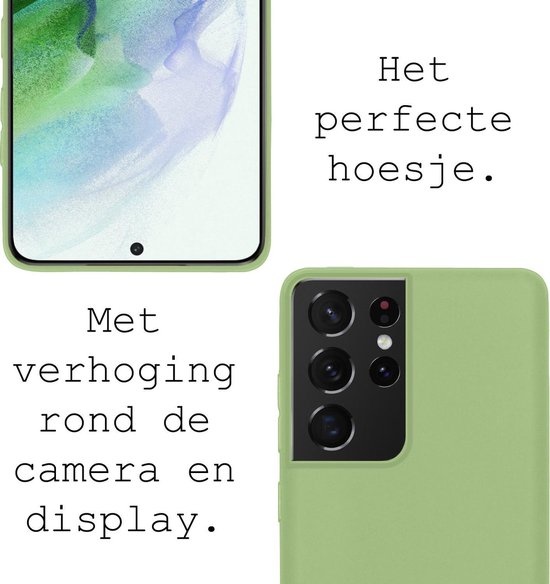 BASEY. Hoes Geschikt voor Samsung S21 Ultra Hoesje Siliconen Back Cover Case - Hoesje Geschikt voor Samsung Galaxy S21 Ultra Hoes Cover Hoesje - Groen