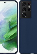 BASEY. Hoes Geschikt voor Samsung S21 Ultra Hoesje Siliconen Back Cover Case - Hoesje Geschikt voor Samsung Galaxy S21 Ultra Hoes Cover Hoesje - Donkerblauw