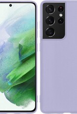 BASEY. Hoes Geschikt voor Samsung S21 Ultra Hoesje Siliconen Back Cover Case - Hoesje Geschikt voor Samsung Galaxy S21 Ultra Hoes Cover Hoesje - Lila