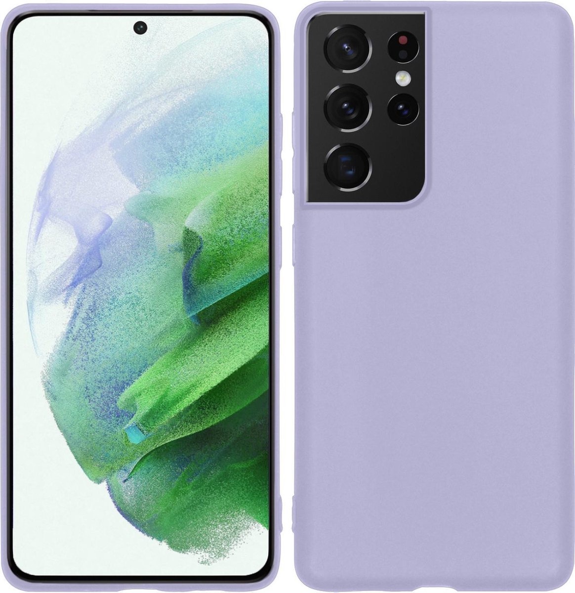 BASEY. Hoes Geschikt voor Samsung S21 Ultra Hoesje Siliconen Back Cover Case - Hoesje Geschikt voor Samsung Galaxy S21 Ultra Hoes Cover Hoesje - Lila