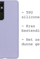 BASEY. Hoes Geschikt voor Samsung S21 Ultra Hoesje Siliconen Back Cover Case - Hoesje Geschikt voor Samsung Galaxy S21 Ultra Hoes Cover Hoesje - Lila