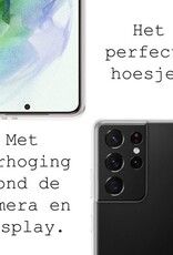 BASEY. Hoes Geschikt voor Samsung S21 Ultra Hoesje Siliconen Back Cover Case - Hoesje Geschikt voor Samsung Galaxy S21 Ultra Hoes Cover Hoesje - Transparant - 2 Stuks