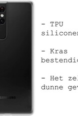 BASEY. Hoes Geschikt voor Samsung S21 Ultra Hoesje Siliconen Back Cover Case - Hoesje Geschikt voor Samsung Galaxy S21 Ultra Hoes Cover Hoesje - Transparant - 2 Stuks