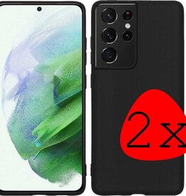 BASEY. 2 PACK - BASEY Samsung Galaxy S21 Ultra hoesje siliconen - Zwart