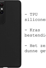 BASEY. Hoes Geschikt voor Samsung S21 Ultra Hoesje Siliconen Back Cover Case - Hoesje Geschikt voor Samsung Galaxy S21 Ultra Hoes Cover Hoesje - Zwart - 2 Stuks