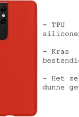 BASEY. Hoes Geschikt voor Samsung S21 Ultra Hoesje Siliconen Back Cover Case - Hoesje Geschikt voor Samsung Galaxy S21 Ultra Hoes Cover Hoesje - Rood - 2 Stuks