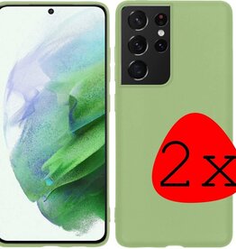 BASEY. 2 PACK - BASEY Samsung Galaxy S21 Ultra hoesje siliconen - Groen