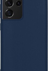 BASEY. Hoes Geschikt voor Samsung S21 Ultra Hoesje Siliconen Back Cover Case - Hoesje Geschikt voor Samsung Galaxy S21 Ultra Hoes Cover Hoesje - Donkerblauw - 2 Stuks