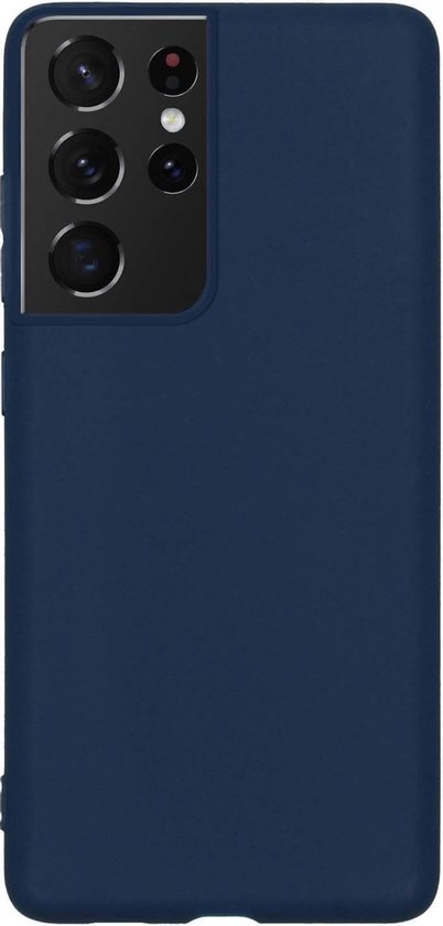 BASEY. Hoes Geschikt voor Samsung S21 Ultra Hoesje Siliconen Back Cover Case - Hoesje Geschikt voor Samsung Galaxy S21 Ultra Hoes Cover Hoesje - Donkerblauw - 2 Stuks
