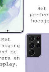 BASEY. Hoes Geschikt voor Samsung S21 Ultra Hoesje Siliconen Back Cover Case - Hoesje Geschikt voor Samsung Galaxy S21 Ultra Hoes Cover Hoesje - Lila - 2 Stuks