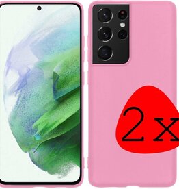 BASEY. 2 PACK - BASEY Samsung Galaxy S21 Ultra hoesje siliconen - Roze