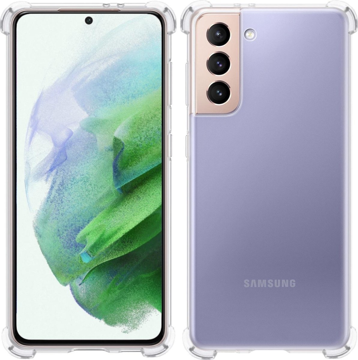 BASEY. Hoes Geschikt voor Samsung S21 Plus Hoesje Shock Proof Case Hoes Siliconen - Hoesje Geschikt voor Samsung Galaxy S21 Plus Hoes Cover Shockproof - Transparant