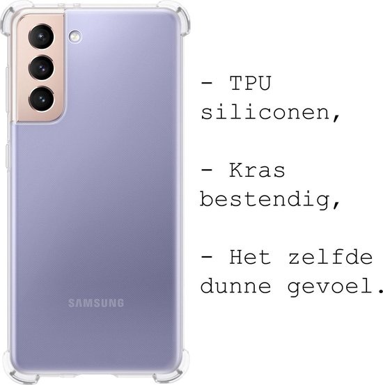 BASEY. Hoes Geschikt voor Samsung S21 Plus Hoesje Shock Proof Case Hoes Siliconen - Hoesje Geschikt voor Samsung Galaxy S21 Plus Hoes Cover Shockproof - Transparant - 2 Stuks