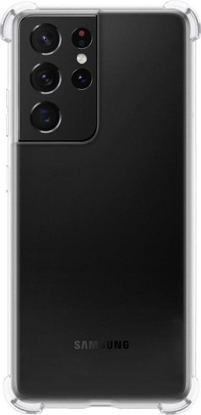 BASEY. Hoes Geschikt voor Samsung S21 Ultra Hoesje Shock Proof Case Hoes Siliconen - Hoesje Geschikt voor Samsung Galaxy S21 Ultra Hoes Cover Shockproof - Transparant