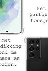 BASEY. Hoes Geschikt voor Samsung S21 Ultra Hoesje Shock Proof Case Hoes Siliconen - Hoesje Geschikt voor Samsung Galaxy S21 Ultra Hoes Cover Shockproof - Transparant - 2 Stuks