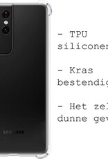 BASEY. Hoes Geschikt voor Samsung S21 Ultra Hoesje Shock Proof Case Hoes Siliconen - Hoesje Geschikt voor Samsung Galaxy S21 Ultra Hoes Cover Shockproof - Transparant - 2 Stuks