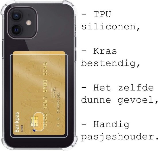 BASEY. Hoes Geschikt voor iPhone 12 Mini Hoesje Shock Proof Case Hoes - Hoesje Geschikt voor iPhone 12 Mini Hoes Cover Shockproof - Transparant