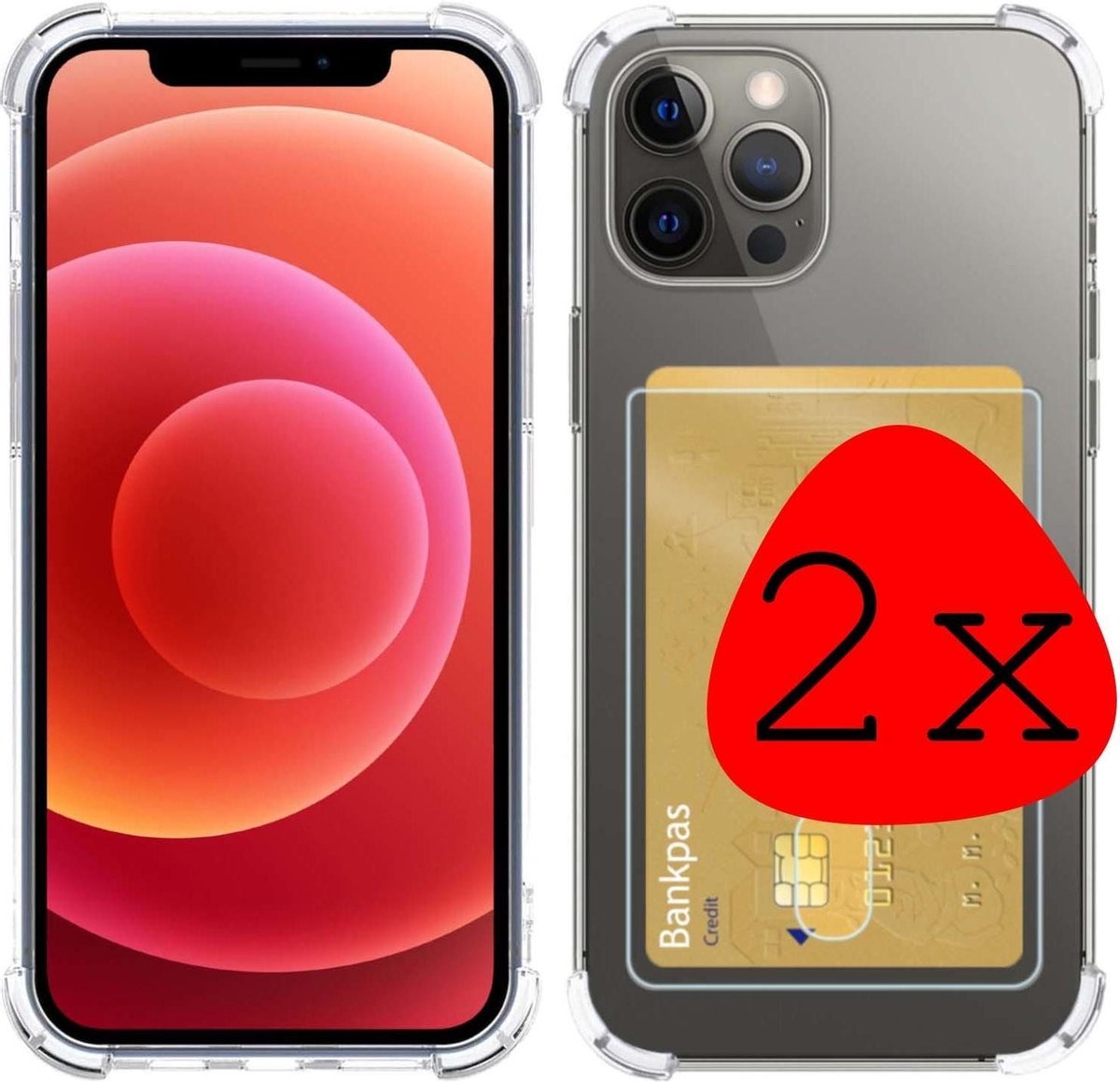 BASEY. Hoes Geschikt voor iPhone 12 Pro Hoesje Shock Proof Case Hoes - Hoesje Geschikt voor iPhone 12 Pro Hoes Cover Shockproof - Transparant - 2 Stuks