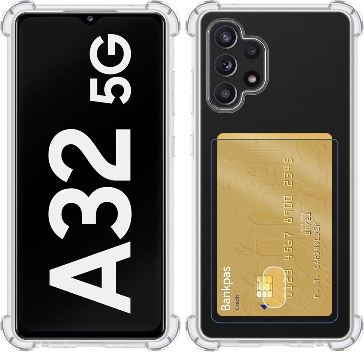 BASEY. Hoes Geschikt voor Samsung A32 5G Hoesje Shock Proof Case Hoes - Hoesje Geschikt voor Samsung Galaxy A32 5G Hoes Cover Shockproof - Transparant