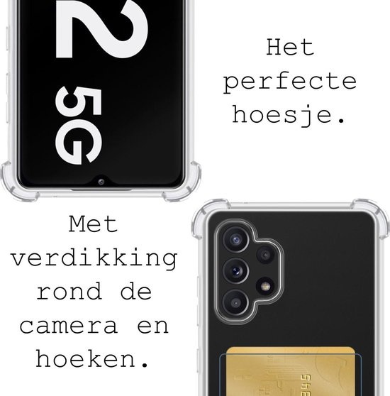 BASEY. Hoes Geschikt voor Samsung A32 5G Hoesje Shock Proof Case Hoes - Hoesje Geschikt voor Samsung Galaxy A32 5G Hoes Cover Shockproof - Transparant - 2 Stuks