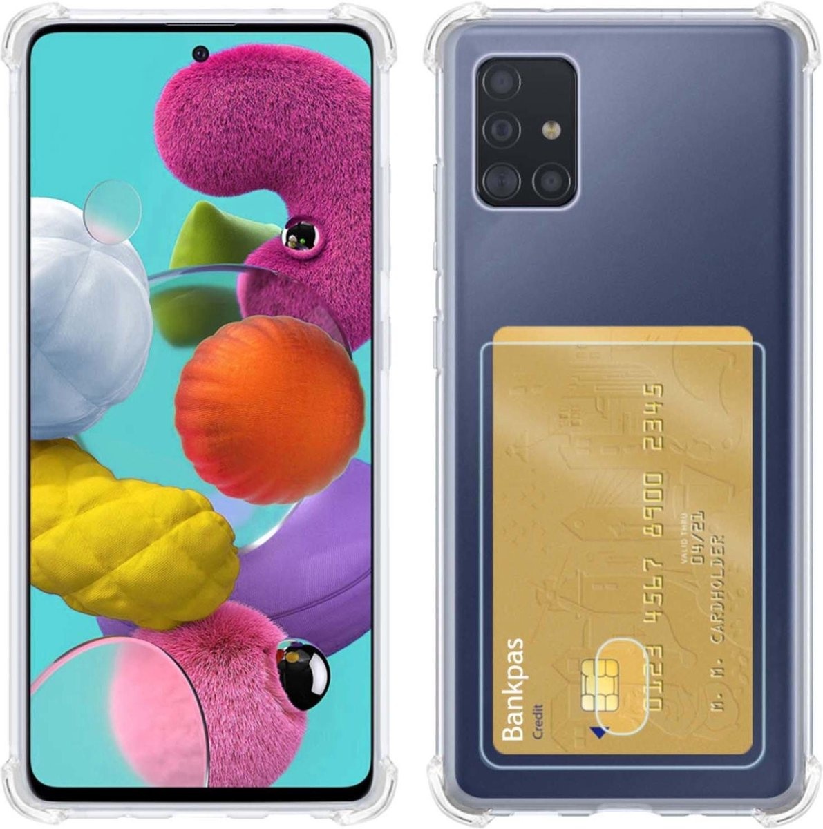BASEY. Hoes Geschikt voor Samsung A51 Hoesje Shock Proof Case Hoes - Hoesje Geschikt voor Samsung Galaxy A51 Hoes Cover Shockproof - Transparant