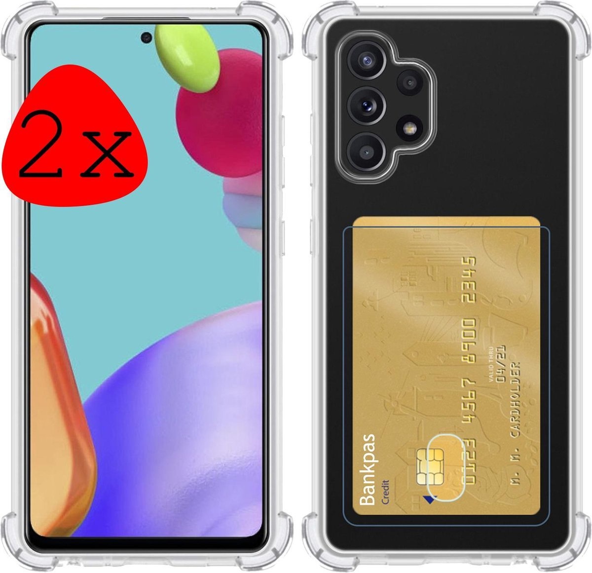 BASEY. Hoes Geschikt voor Samsung A52 Hoesje Shock Proof Case Hoes - Hoesje Geschikt voor Samsung Galaxy A52 Hoes Cover Shockproof - Transparant - 2 Stuks