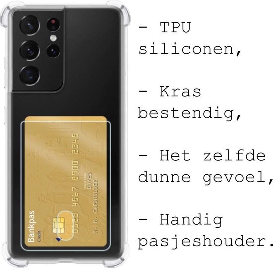 BASEY. Hoes Geschikt voor Samsung S21 Ultra Hoesje Shock Proof Case Hoes - Hoesje Geschikt voor Samsung Galaxy S21 Ultra Hoes Cover Shockproof - Transparant - 2 Stuks