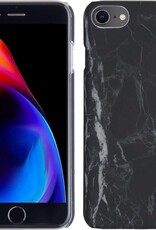 BASEY. Hoes Geschikt voor iPhone 7 Hoesje Marmer Case Marmeren Cover Hoes Hardcover - Zwart