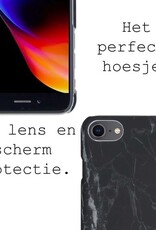 BASEY. Hoes Geschikt voor iPhone 8 Hoesje Marmer Case Marmeren Cover Hoes Hardcover - Zwart - 2 Stuks