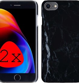 BASEY. BASEY. - 2x - iPhone 7/8 hoesje marmer - Zwart