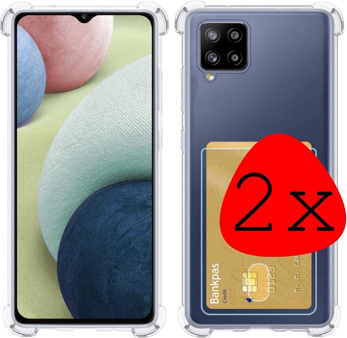 BASEY. Hoes Geschikt voor Samsung A12 Hoesje Shock Proof Case Hoes - Hoesje Geschikt voor Samsung Galaxy A12 Hoes Cover Shockproof - Transparant - 2 Stuks