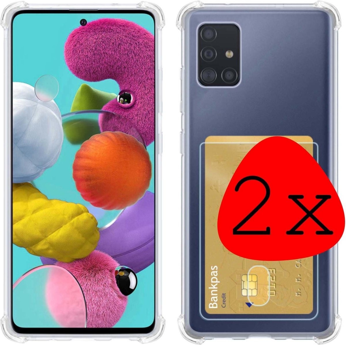 Hoes Geschikt voor Samsung A51 Hoesje Shock Proof Case Hoes - Hoesje Geschikt voor Samsung Galaxy A51 Hoes Cover Shockproof - Transparant - 2 Stuks