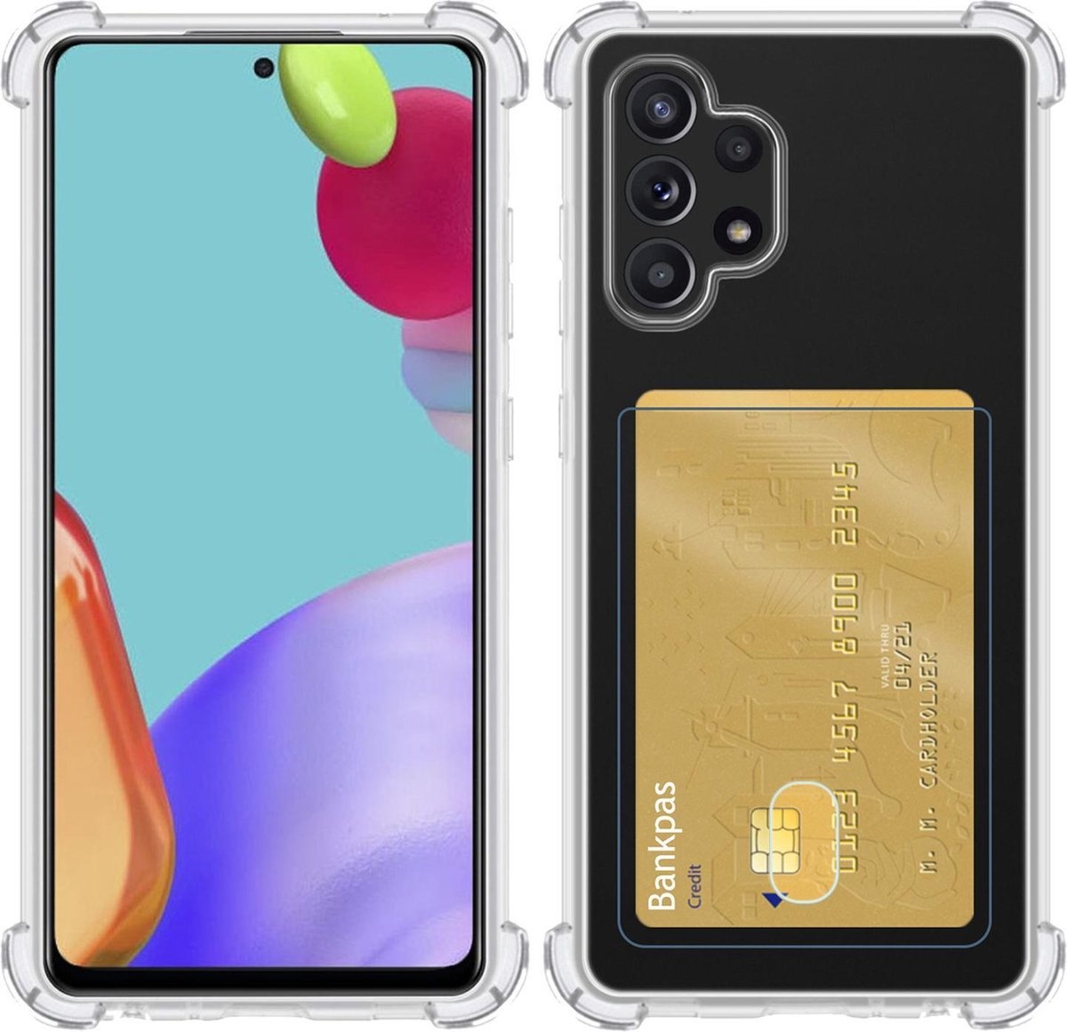 BASEY. Hoes Geschikt voor Samsung A52 Hoesje Shock Proof Case Hoes - Hoesje Geschikt voor Samsung Galaxy A52 Hoes Cover Shockproof - Transparant