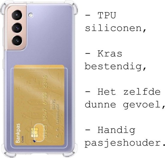 BASEY. Hoes Geschikt voor Samsung S21 Hoesje Shock Proof Case Hoes - Hoesje Geschikt voor Samsung Galaxy S21 Hoes Cover Shockproof - Transparant