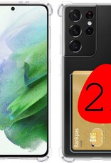 BASEY. Hoes Geschikt voor Samsung S21 Ultra Hoesje Shock Proof Case Hoes - Hoesje Geschikt voor Samsung Galaxy S21 Ultra Hoes Cover Shockproof - Transparant - 2 Stuks
