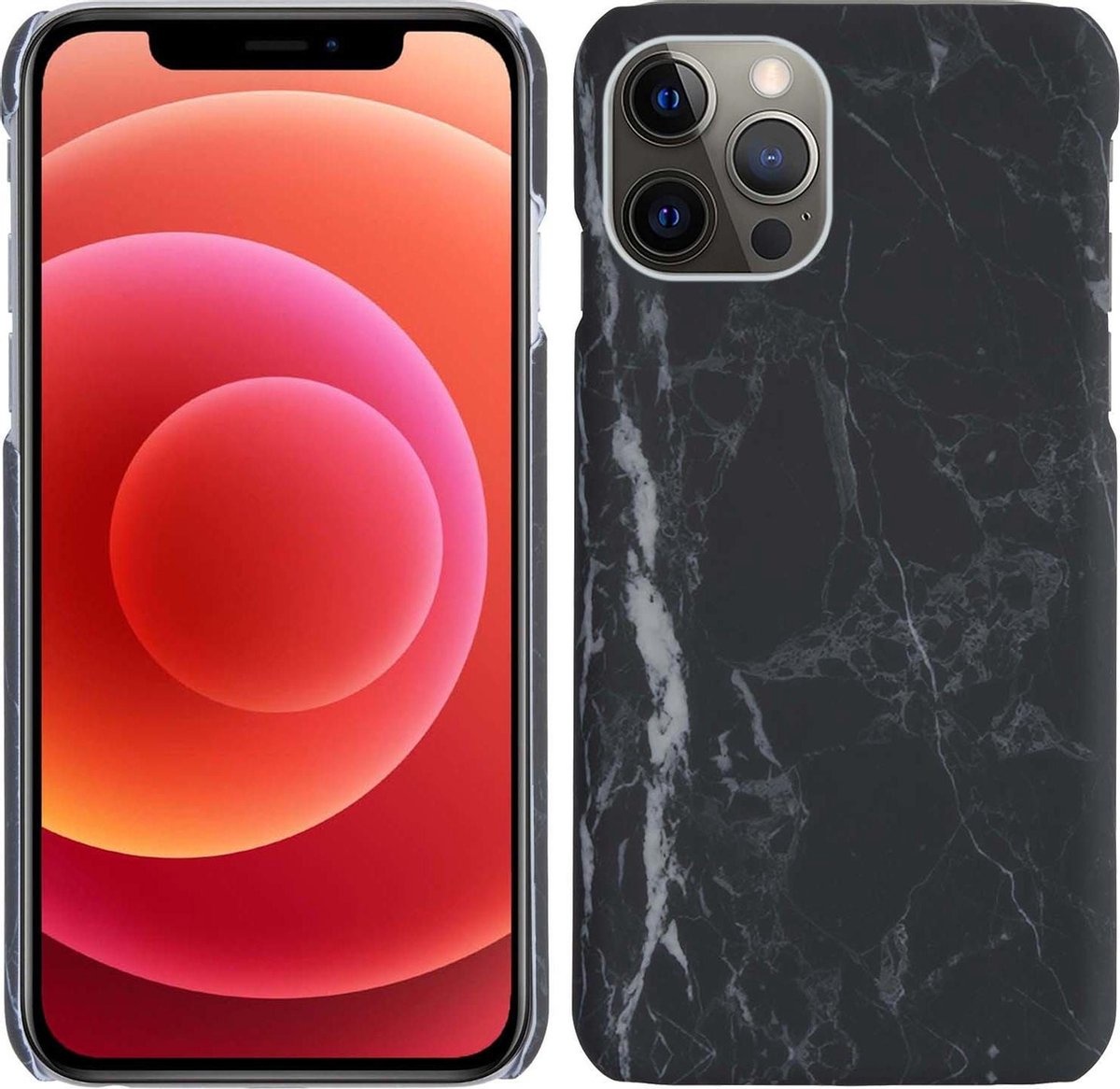 BASEY. Hoes Geschikt voor iPhone 11 Pro Max Hoesje Marmer Case Marmeren Cover Hoes Hardcover - Zwart