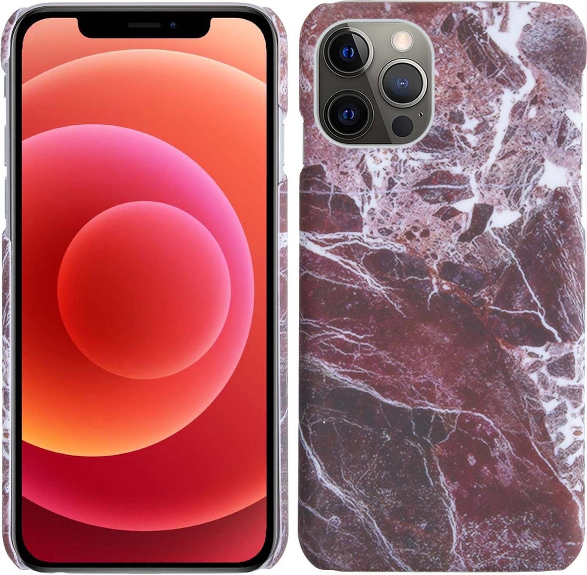 BASEY. Hoes Geschikt voor iPhone 11 Pro Max Hoesje Marmer Case Marmeren Cover Hoes Hardcover - Rood