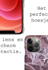 BASEY. Hoes Geschikt voor iPhone 11 Pro Max Hoesje Marmer Case Marmeren Cover Hoes Hardcover - Rood