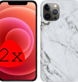 BASEY. BASEY. - 2x - iPhone 11 Pro Max hoesje marmer - Wit