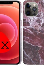 BASEY. Hoes Geschikt voor iPhone 11 Pro Max Hoesje Marmer Case Marmeren Cover Hoes Hardcover - Rood - 2 Stuks